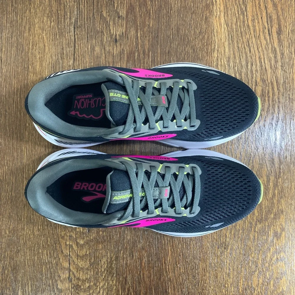 Brooks Adrenaline 23 Running Shoe Women Various Sizes Black/Gunmetal/Sharp Green - Picture 5 of 11